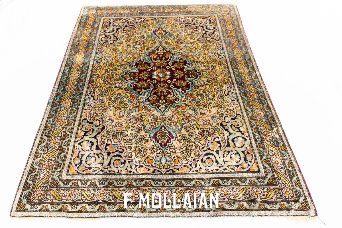 Kashan Mohasham Silk Rug n°:828802